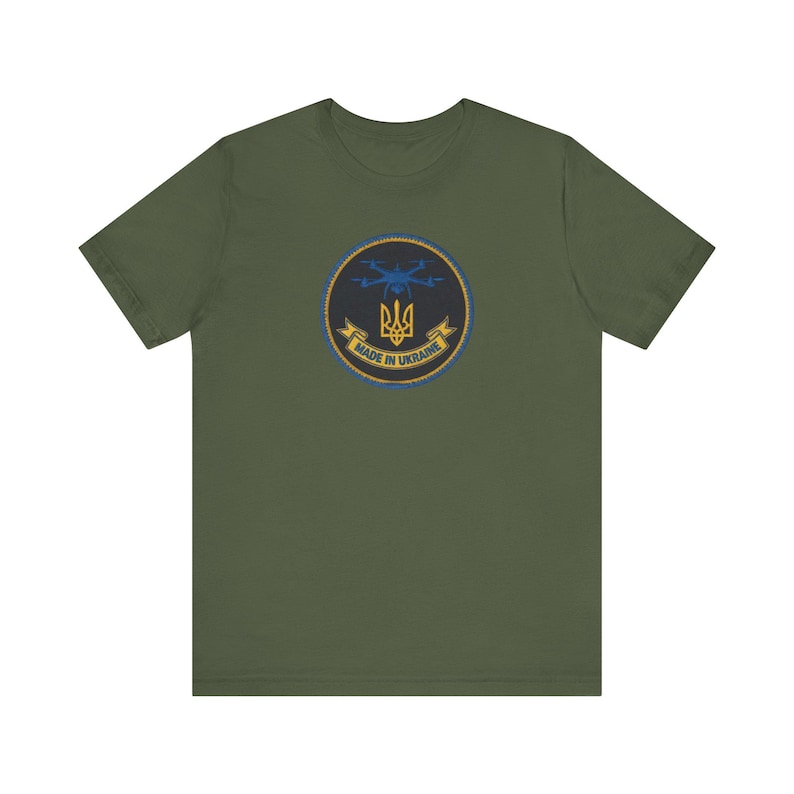 ウクライナ製ドローン士気向上パッチTシャツ｜FPVクワッドコプタートライデントTシャツ｜ウクライナ製ミリタリーギフト（男性向け） 画像 4