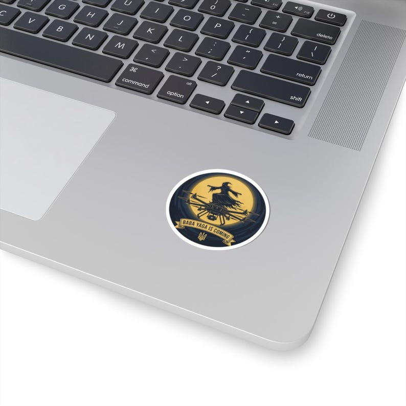 Baba Yaga Is Coming Sticker, Ukrainian Night Bomber Drone Decal, Baba Yaga Drone Folklore Sticker, Stand With Ukraine Laptop Decal image 11