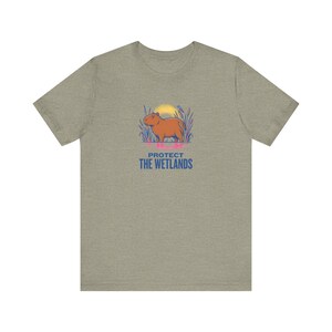 Protect The Wetlands Capybara Tee, Riso Conservation Graphic T-Shirt, Climate Activist Shirt, Wetland Nature Lover Gift image 4