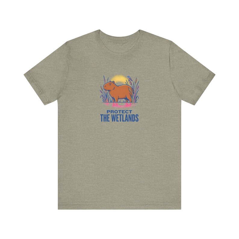 Protect The Wetlands Capybara Tee, Riso Conservation Graphic T-Shirt, Climate Activist Shirt, Wetland Nature Lover Gift image 4