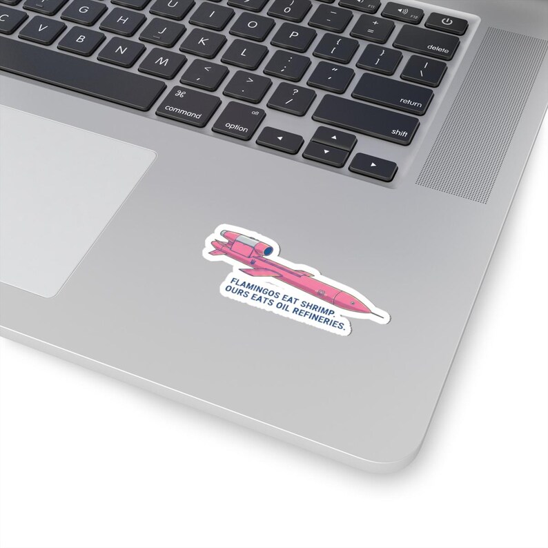 Ukrainian Flamingo Missile Sticker, FP-5 Pink Cruise Missile Decal, Funny Ukraine Military Humor Sticker, Stand With Ukraine Laptop Decal image 2