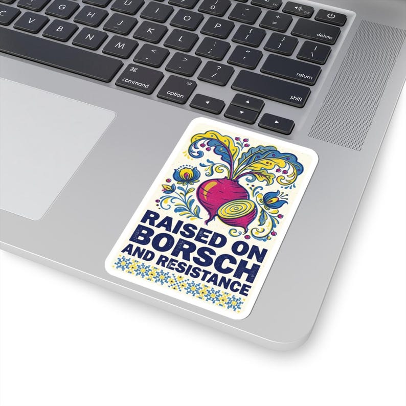 Raised on Borsch and Resistance Sticker, Ukrainian Beet Decal, Folk Art Laptop Sticker, Diaspora Gift image 4