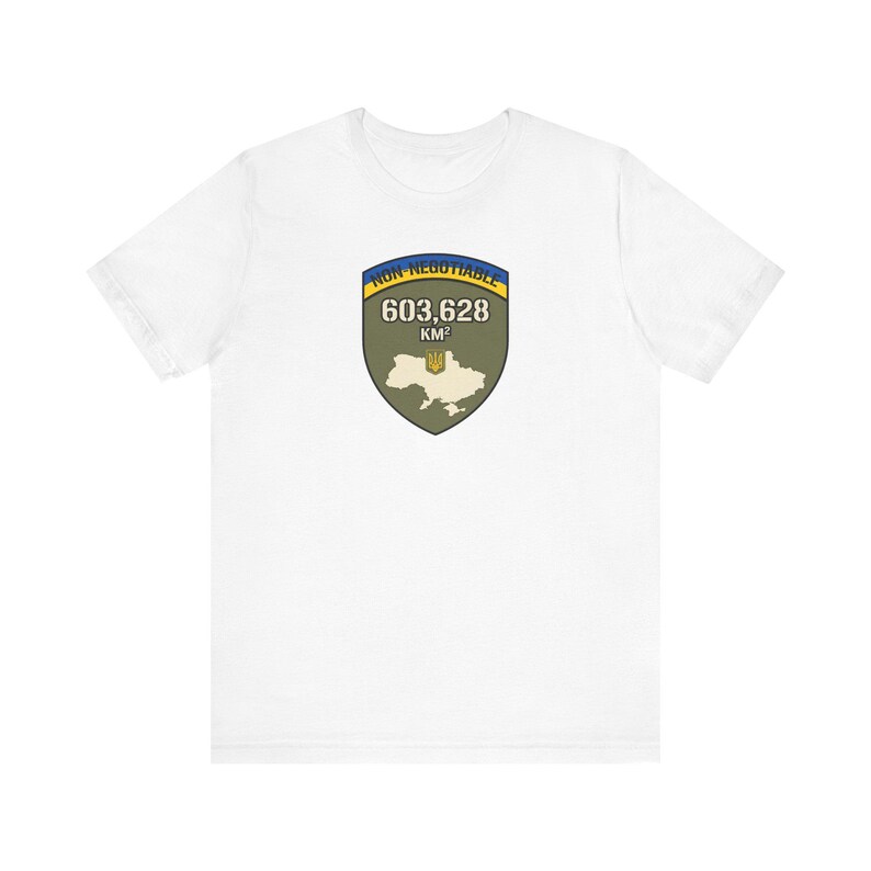 Non-Negotiable Ukraine T-Shirt, 603,628 KM Map Shield Tee, Stand With Ukraine Crimea is Ukraine Territorial Integrity Unisex Shirt image 1