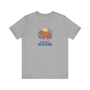 Protect The Wetlands Capybara Tee, Riso Conservation Graphic T-Shirt, Climate Activist Shirt, Wetland Nature Lover Gift image 5