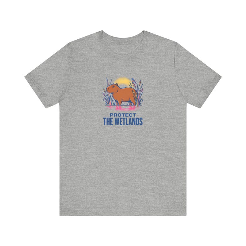 Protect The Wetlands Capybara Tee, Riso Conservation Graphic T-Shirt, Climate Activist Shirt, Wetland Nature Lover Gift image 5