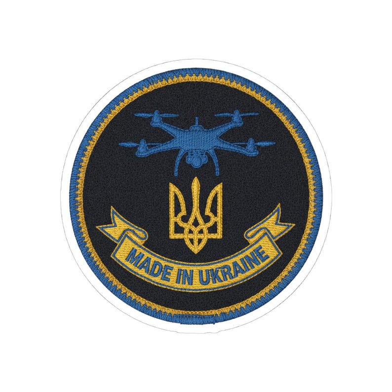 Ukraine FPV Drone Morale Patch Sticker | Ukrainian Trident Tryzub Decal | Made in Ukraine Military Gift image 7
