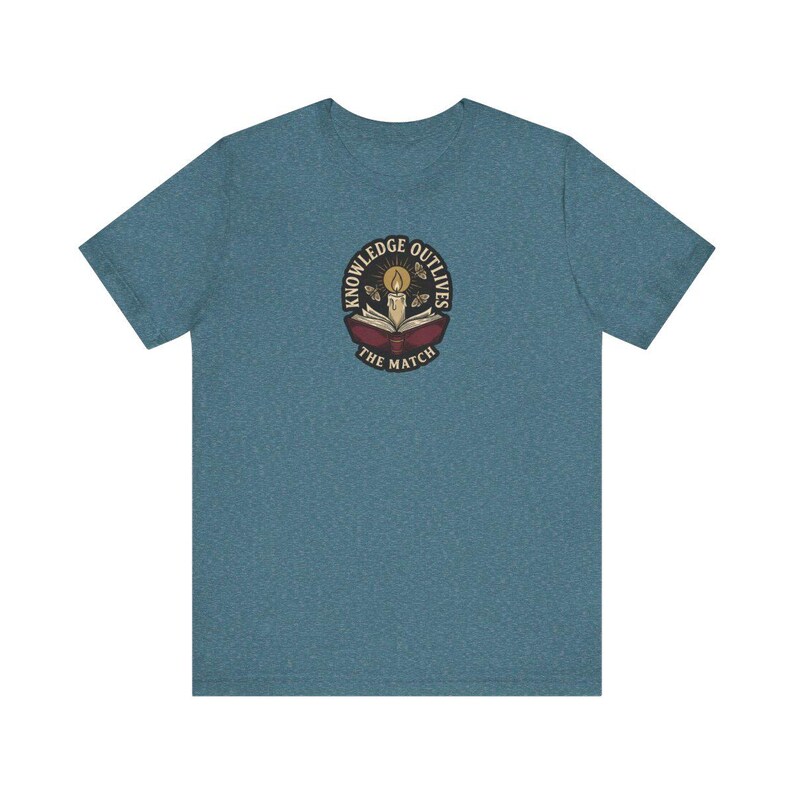 Knowledge Outlives the Match Tee | Dark Academia Book Candle T-Shirt | Banned Books Reader Gift Shirt image 5