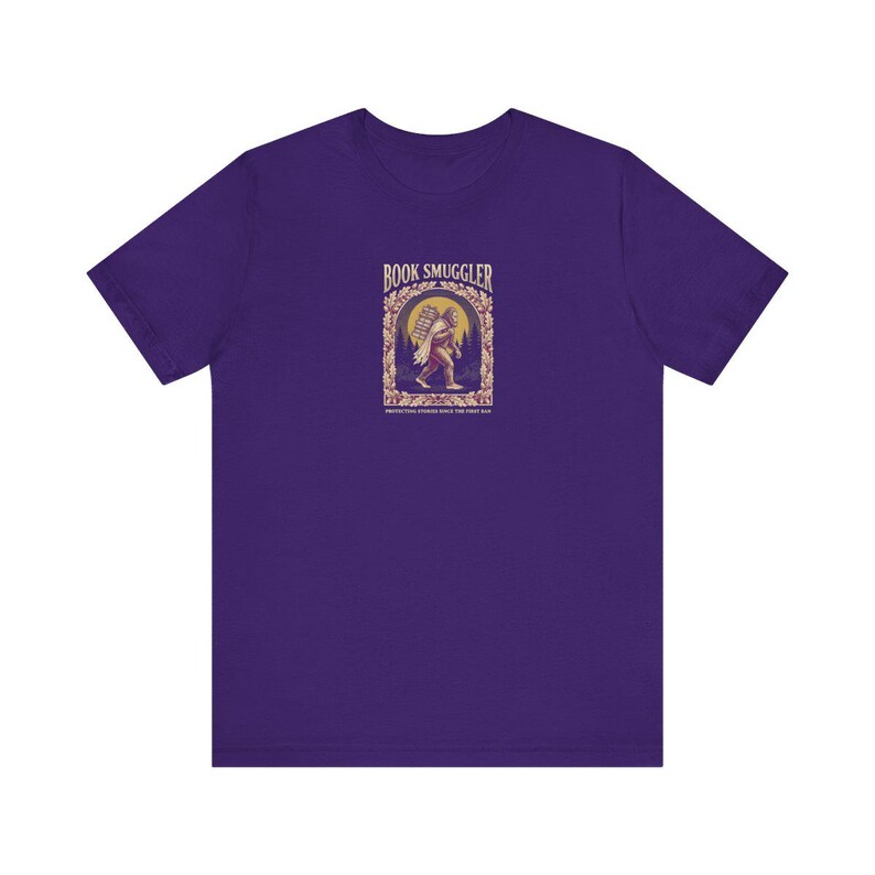 Book Smuggler Bigfoot Tee | Banned Books Shirt | Funny Cryptid Reading Gift | Dark Academia Sasquatch Graphic Tee image 8