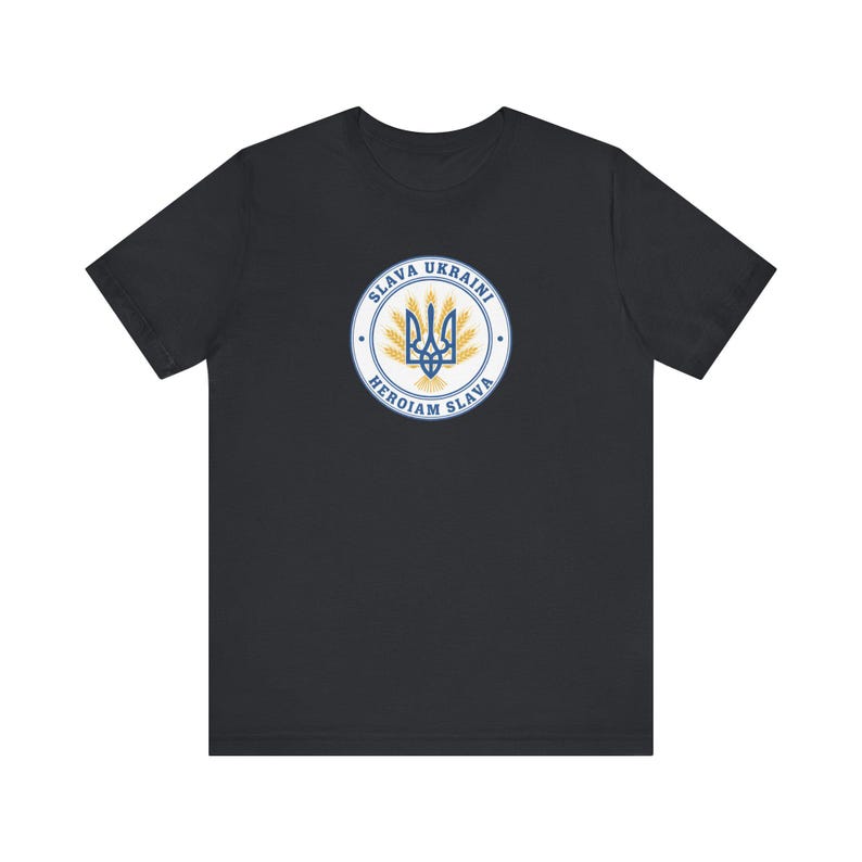Slava Ukraini Tee | Ukrainian Trident Wheat Shirt | Heroiam Slava Tryzub Seal | Stand With Ukraine Gift image 3