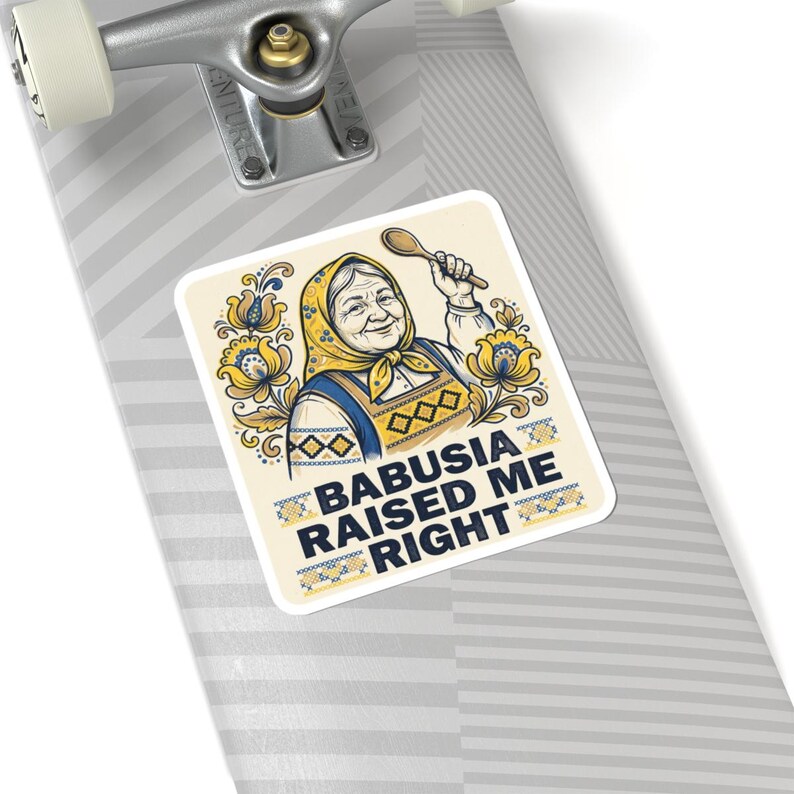 Babusia Raised Me Right Sticker, Ukrainian Grandma Decal, Petrykivka Folk Art Laptop Sticker, Diaspora Gift image 8