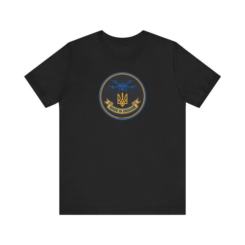 ウクライナ製ドローン士気向上パッチTシャツ｜FPVクワッドコプタートライデントTシャツ｜ウクライナ製ミリタリーギフト（男性向け） 画像 2