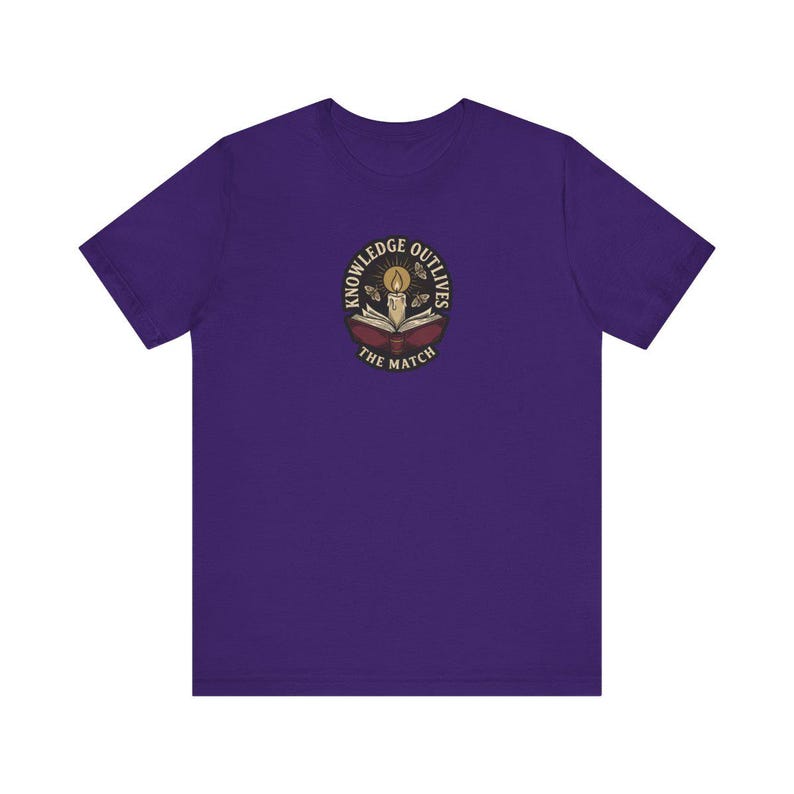 Knowledge Outlives the Match Tee | Dark Academia Book Candle T-Shirt | Banned Books Reader Gift Shirt image 8