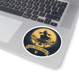 Baba Yaga Is Coming Sticker, Ukrainian Night Bomber Drone Decal, Baba Yaga Drone Folklore Sticker, Stand With Ukraine Laptop Decal image 5