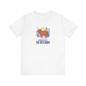 Protect The Wetlands Capybara Tee, Riso Conservation Graphic T-Shirt, Climate Activist Shirt, Wetland Nature Lover Gift image 1