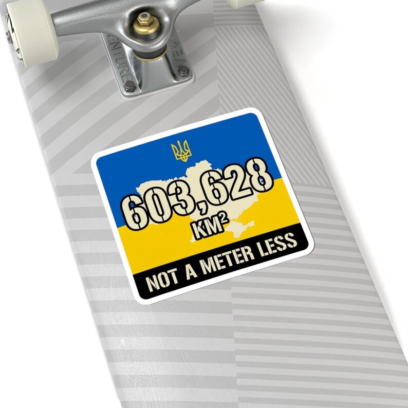 603,628 KM Ukraine Map Sticker, Not a Meter Less Decal, Stand With Ukraine Flag, Crimea is Ukraine Territorial Integrity Laptop Sticker image 8