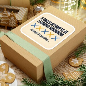 Learning Ukrainian Sticker, Funny Ukrainian Language Learner Decal, 5 Failed Attempts Diaspora Gift, Ukrainian Heritage Laptop Sticker image 9