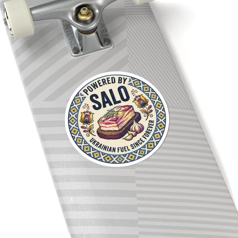 Powered by Salo Sticker, Funny Ukrainian Food Decal, Folk Art Laptop Sticker, Slavic Humor Diaspora Gift image 8