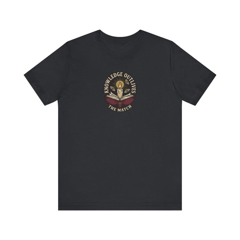 Knowledge Outlives the Match Tee | Dark Academia Book Candle T-Shirt | Banned Books Reader Gift Shirt image 2