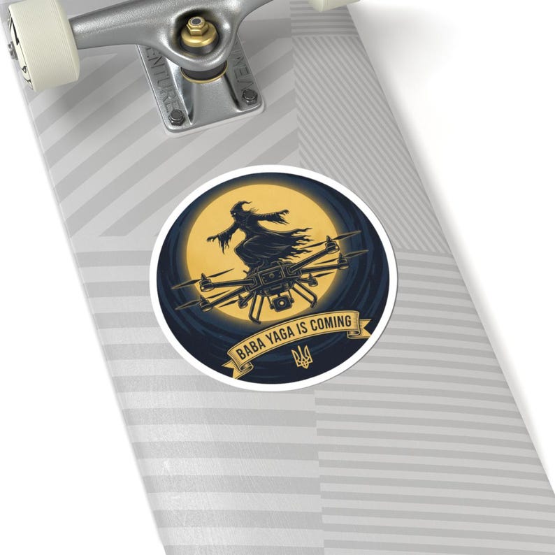 Baba Yaga Is Coming Sticker, Ukrainian Night Bomber Drone Decal, Baba Yaga Drone Folklore Sticker, Stand With Ukraine Laptop Decal image 8