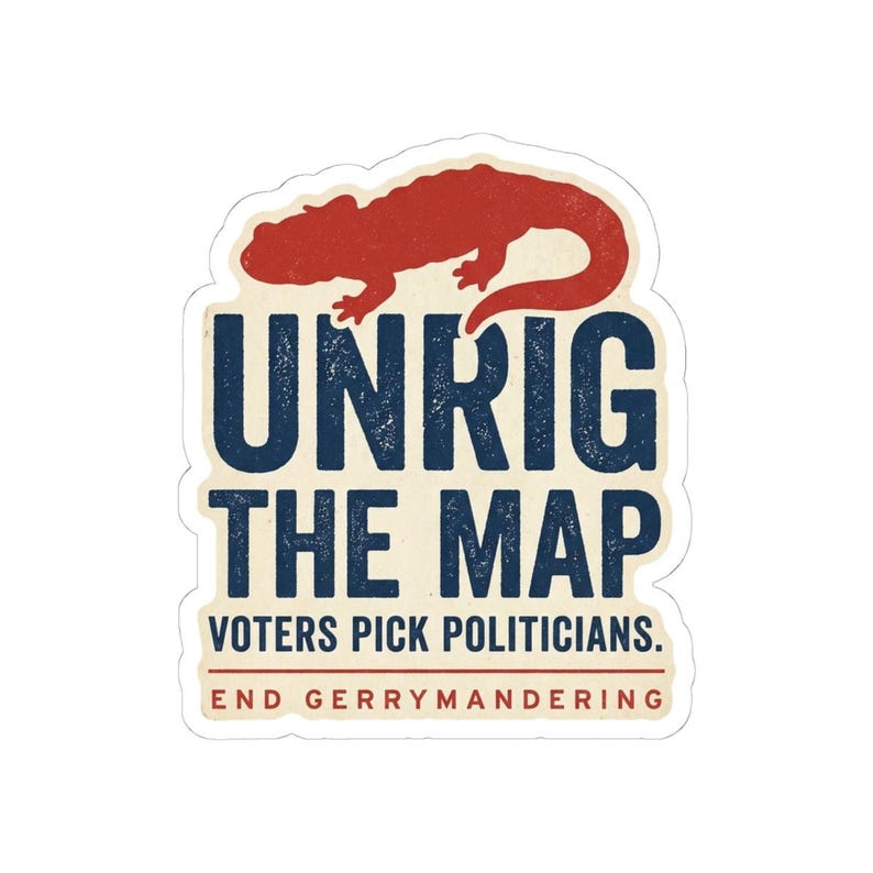Unrig The Map Sticker | End Gerrymandering Decal | Fair Maps Voting Rights Vinyl Sticker image 4