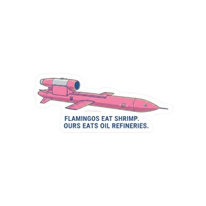 Ukrainian Flamingo Missile Sticker, FP-5 Pink Cruise Missile Decal, Funny Ukraine Military Humor Sticker, Stand With Ukraine Laptop Decal image 4