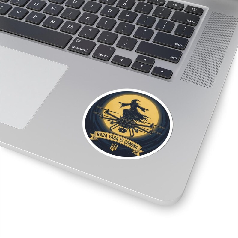Baba Yaga Is Coming Sticker, Ukrainian Night Bomber Drone Decal, Baba Yaga Drone Folklore Sticker, Stand With Ukraine Laptop Decal image 2