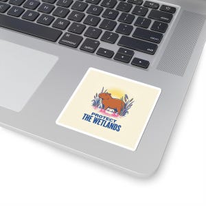 Capybara-Aufkleber | Riso-Naturschutzaufkleber zum Schutz der Feuchtgebiete | Wasserfester Laptop-Aufkleber für Klimaaktivisten Bild 2