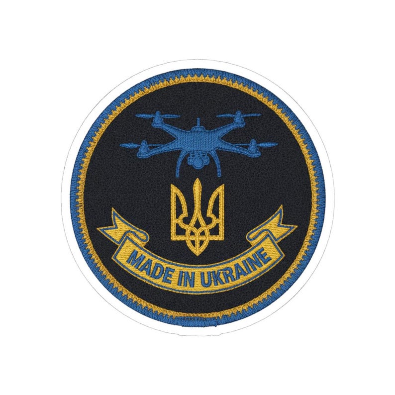 Ukraine FPV Drone Morale Patch Sticker | Ukrainian Trident Tryzub Decal | Made in Ukraine Military Gift image 4