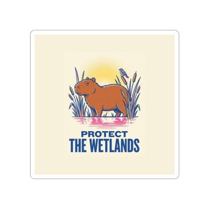 Capybara-Aufkleber | Riso-Naturschutzaufkleber zum Schutz der Feuchtgebiete | Wasserfester Laptop-Aufkleber für Klimaaktivisten Bild 4