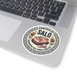 Powered by Salo Sticker, Funny Ukrainian Food Decal, Folk Art Laptop Sticker, Slavic Humor Diaspora Gift image 5