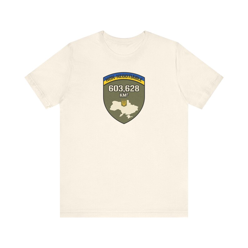 Non-Negotiable Ukraine T-Shirt, 603,628 KM Map Shield Tee, Stand With Ukraine Crimea is Ukraine Territorial Integrity Unisex Shirt image 3