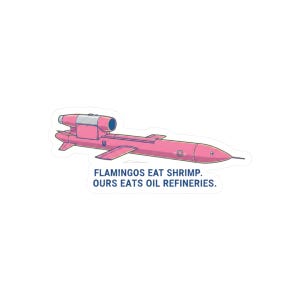 Ukrainian Flamingo Missile Sticker, FP-5 Pink Cruise Missile Decal, Funny Ukraine Military Humor Sticker, Stand With Ukraine Laptop Decal image 1
