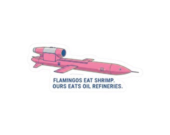 Ukrainian Flamingo Missile Sticker, FP-5 Pink Cruise Missile Decal, Funny Ukraine Military Humor Sticker, Stand With Ukraine Laptop Decal