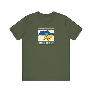 Elke vierkante kilometer Oekraïne T-shirt, 603.628 km vlag kaart T-shirt, Steun Oekraïne Krim is Oekraïense territoriale integriteit unisex shirt afbeelding 4