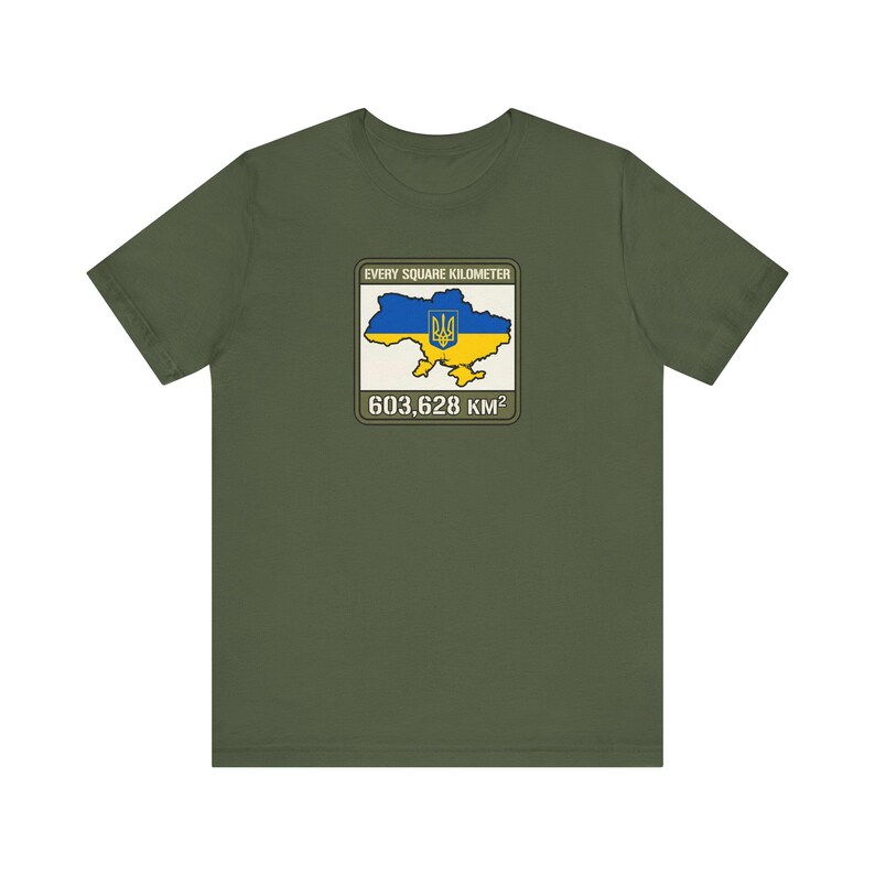 Elke vierkante kilometer Oekraïne T-shirt, 603.628 km vlag kaart T-shirt, Steun Oekraïne Krim is Oekraïense territoriale integriteit unisex shirt afbeelding 4