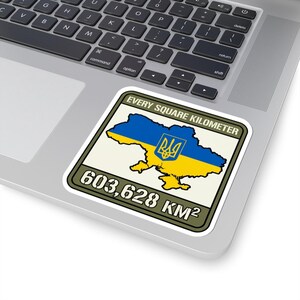Every Square Kilometer Ukraine Map Sticker, 603,628 KM Flag Decal, Stand With Ukraine Crimea is Ukraine Territorial Integrity Sticker image 5