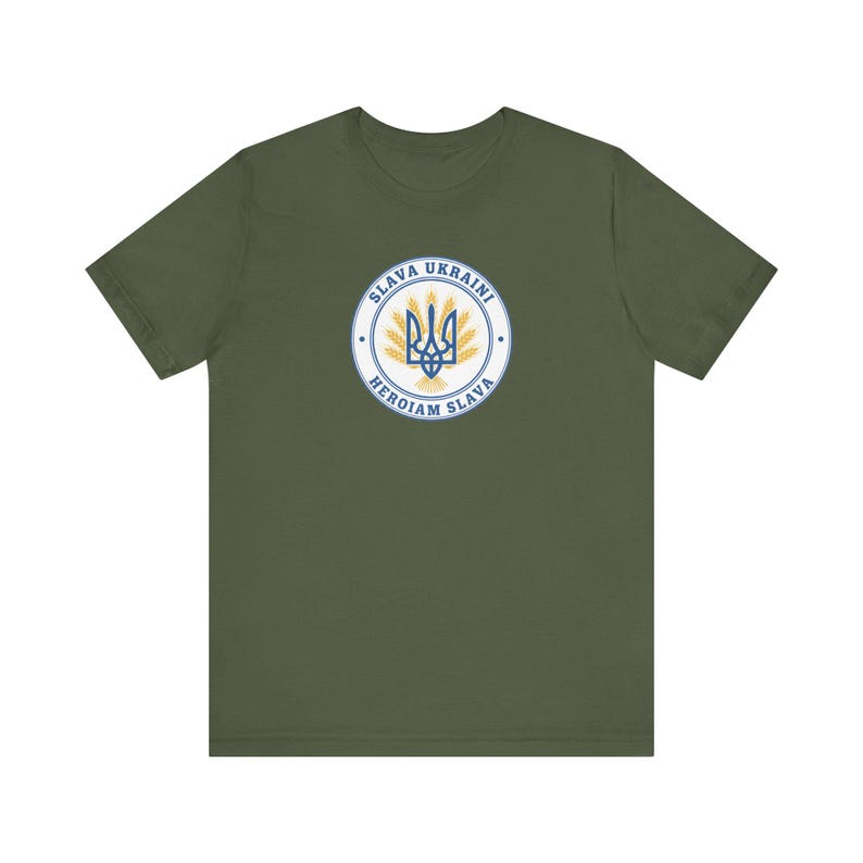 Slava Ukraini Tee | Ukrainian Trident Wheat Shirt | Heroiam Slava Tryzub Seal | Stand With Ukraine Gift image 4