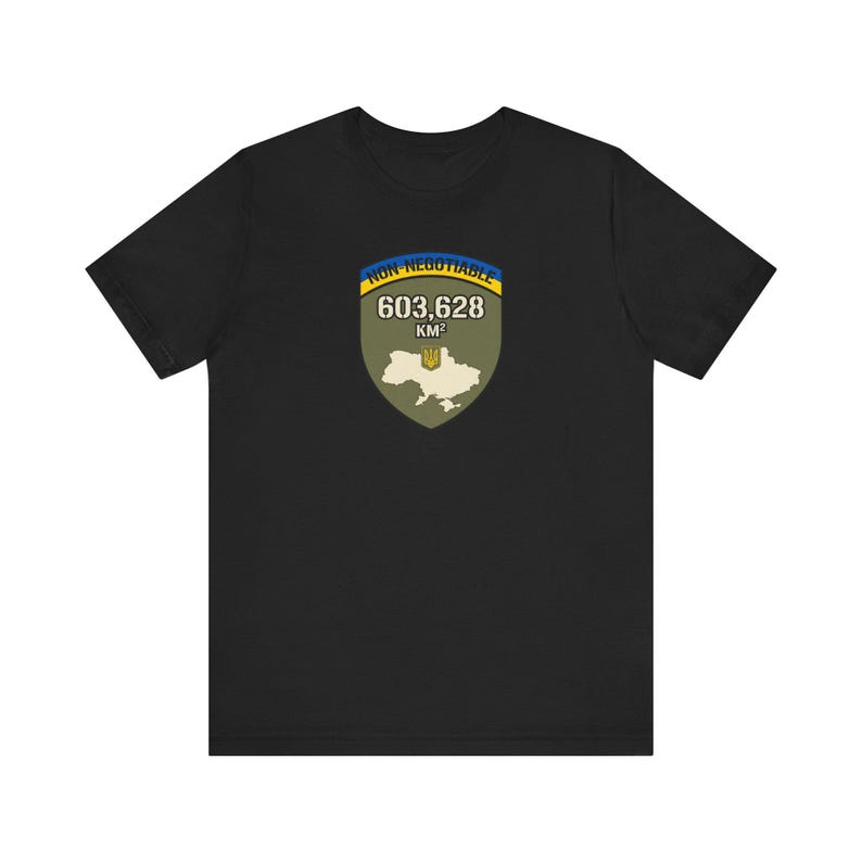 Non-Negotiable Ukraine T-Shirt, 603,628 KM Map Shield Tee, Stand With Ukraine Crimea is Ukraine Territorial Integrity Unisex Shirt image 2