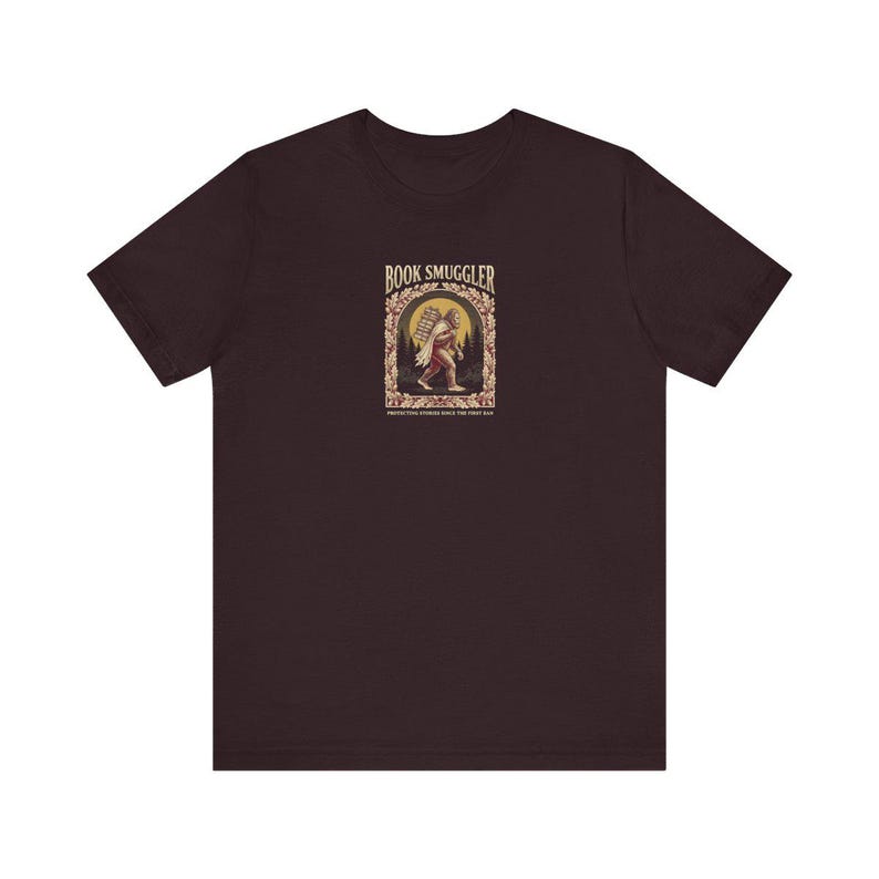 Book Smuggler Bigfoot Tee | Banned Books Shirt | Funny Cryptid Reading Gift | Dark Academia Sasquatch Graphic Tee image 10