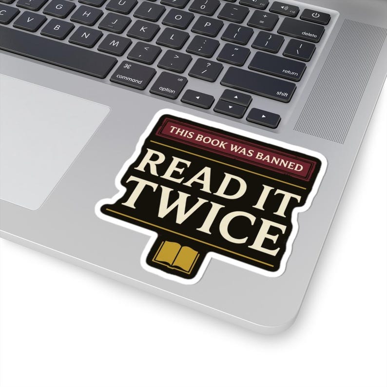 Banned Book Sticker | This Book Was Banned Read It Twice Dark Academia Decal | Librarian Gift image 5