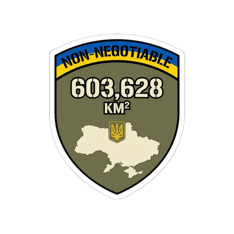 Non-Negotiable Ukraine Sticker, 603,628 KM Map Shield Decal, Stand With Ukraine Crimea is Ukraine Territorial Integrity Laptop Sticker image 7