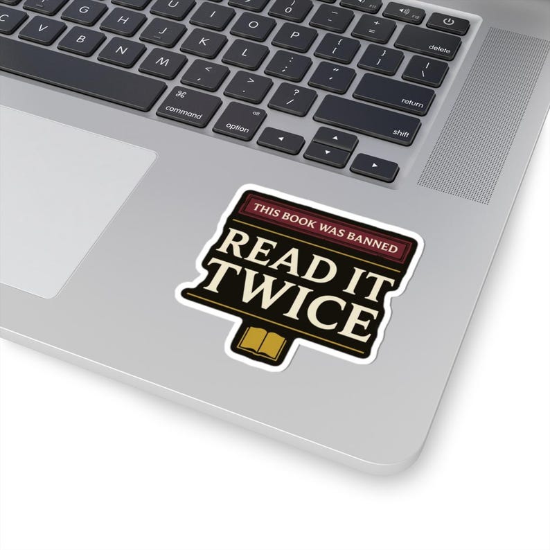 Banned Book Sticker | This Book Was Banned Read It Twice Dark Academia Decal | Librarian Gift image 2