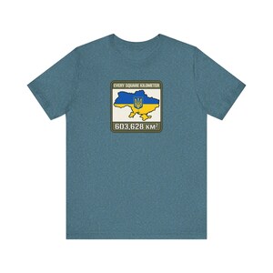 Elke vierkante kilometer Oekraïne T-shirt, 603.628 km vlag kaart T-shirt, Steun Oekraïne Krim is Oekraïense territoriale integriteit unisex shirt afbeelding 7