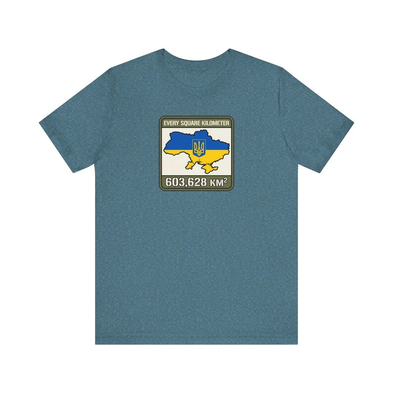 Elke vierkante kilometer Oekraïne T-shirt, 603.628 km vlag kaart T-shirt, Steun Oekraïne Krim is Oekraïense territoriale integriteit unisex shirt afbeelding 7