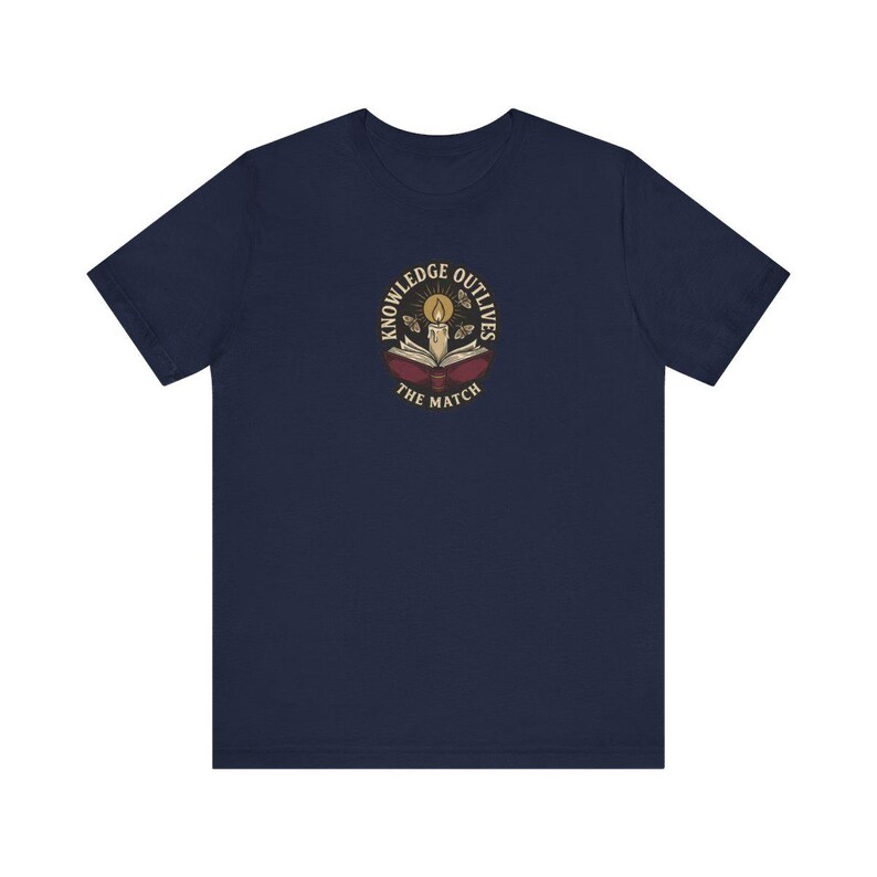 Knowledge Outlives the Match Tee | Dark Academia Book Candle T-Shirt | Banned Books Reader Gift Shirt image 7