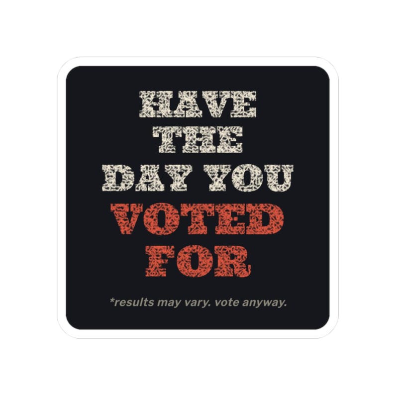 Have the Day You Voted For Sticker | Funny Sarcastic Political Vinyl Decal | Dark Humor Voting Sticker Gift image 10