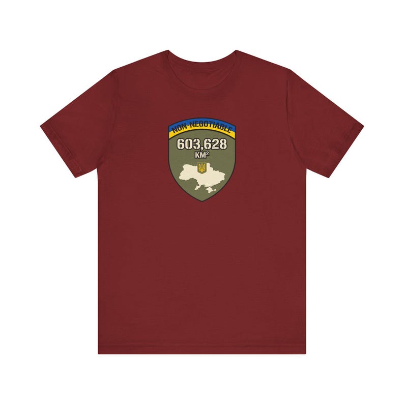 Non-Negotiable Ukraine T-Shirt, 603,628 KM Map Shield Tee, Stand With Ukraine Crimea is Ukraine Territorial Integrity Unisex Shirt image 10