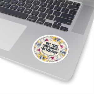 Ruil complimenten in voor een Varenyky-sticker, een grappige Oekraïense dumpling-sticker of een laptopsticker in volkskunststijl. afbeelding 2