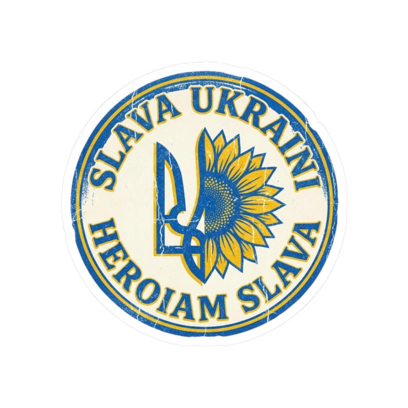 Slava Ukraini Sticker | Ukrainian Trident Sunflower Decal | Heroiam Slava Seal | Stand With Ukraine Gift image 10