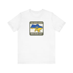 Elke vierkante kilometer Oekraïne T-shirt, 603.628 km vlag kaart T-shirt, Steun Oekraïne Krim is Oekraïense territoriale integriteit unisex shirt afbeelding 1